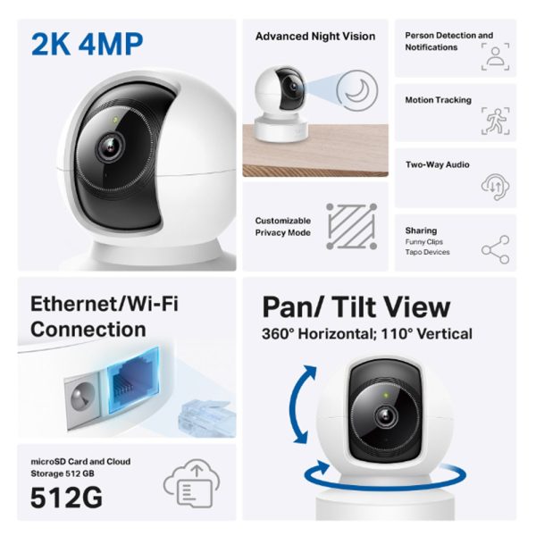 Camera ip wifi TP-Link Tapo C222 (2K 4MP/ Quay quét)