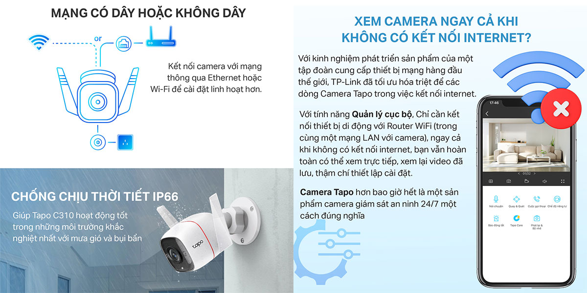 Camera IP Wifi TP-Link Tapo C310 3MP An Ninh Ngoài Trời