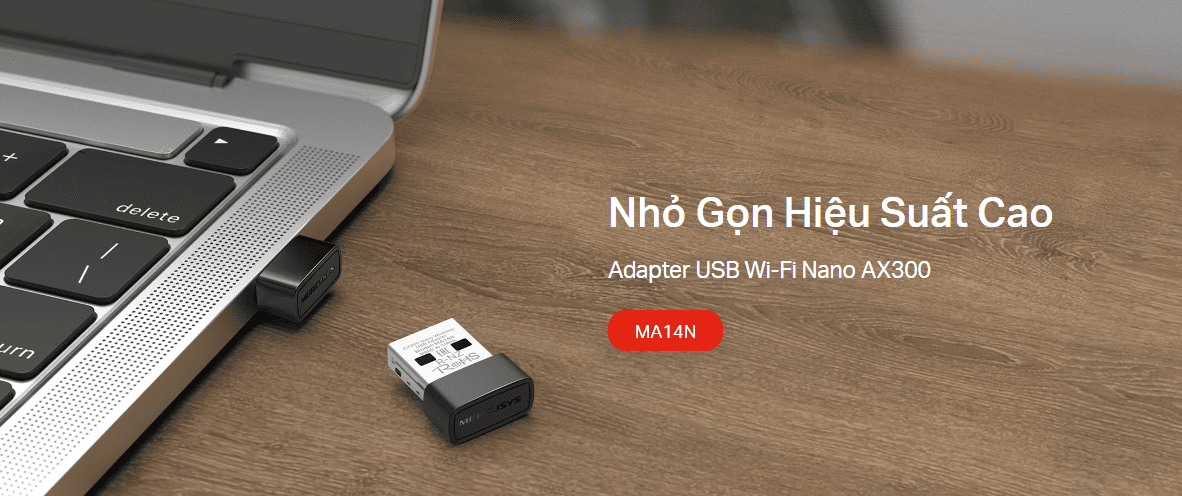 Mercusys MA14N – Card mạng không dây USB WiFi Nano chuẩn AX300Mbps, nhỏ gọn, ổn định và tiện lợi