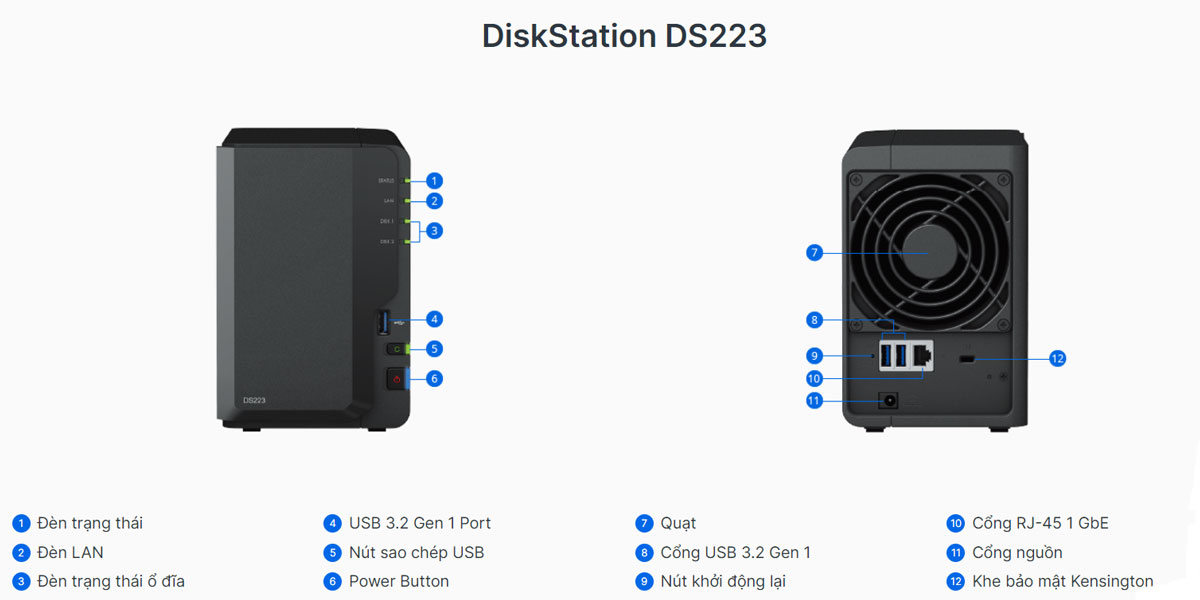 Thiết bị lưu trữ NAS Synology DS223