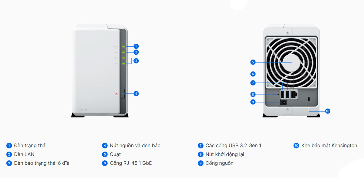 Thiết bị lưu trữ NAS Synology DS223J