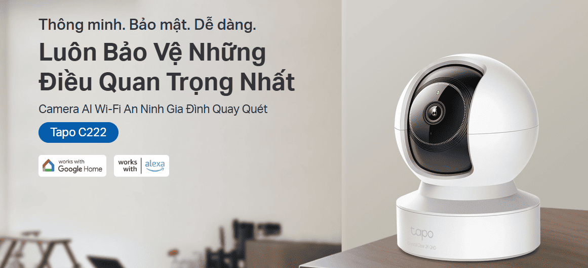 Camera ip wifi TP-Link Tapo C222 (2K 4MP/ Quay quét) – Giải pháp an ninh toàn diện với công nghệ AI thông minh